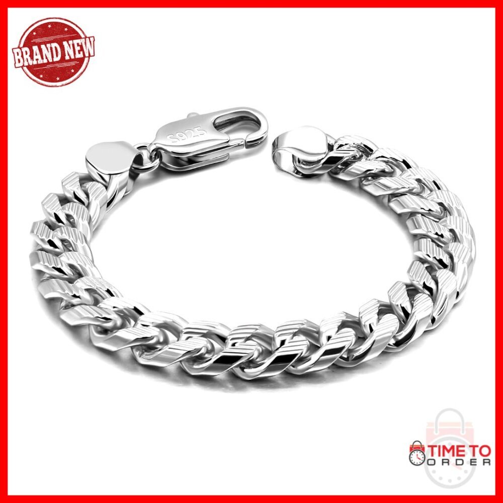 Solid 925 Sterling Silver Cuban Link Bracelet 7-10 Inch Miami Curb Chain